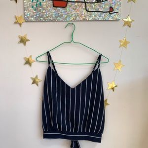 navy blue + white striped tank top w/ keyhole back